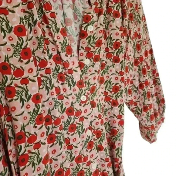 An'ge Marcella Dress Poppy Floral Print Red Pink Green Viscose  Women's size Med - Picture 6 of 14